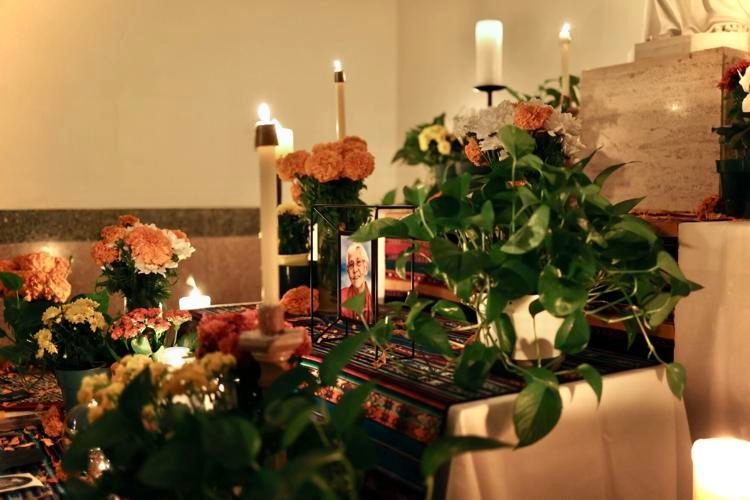 An ofrenda for Dia de Muertos in Sacred Heart Chapel